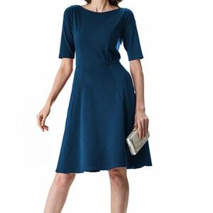 SINGLE Teal Blue A- Line Midi Dress- Small